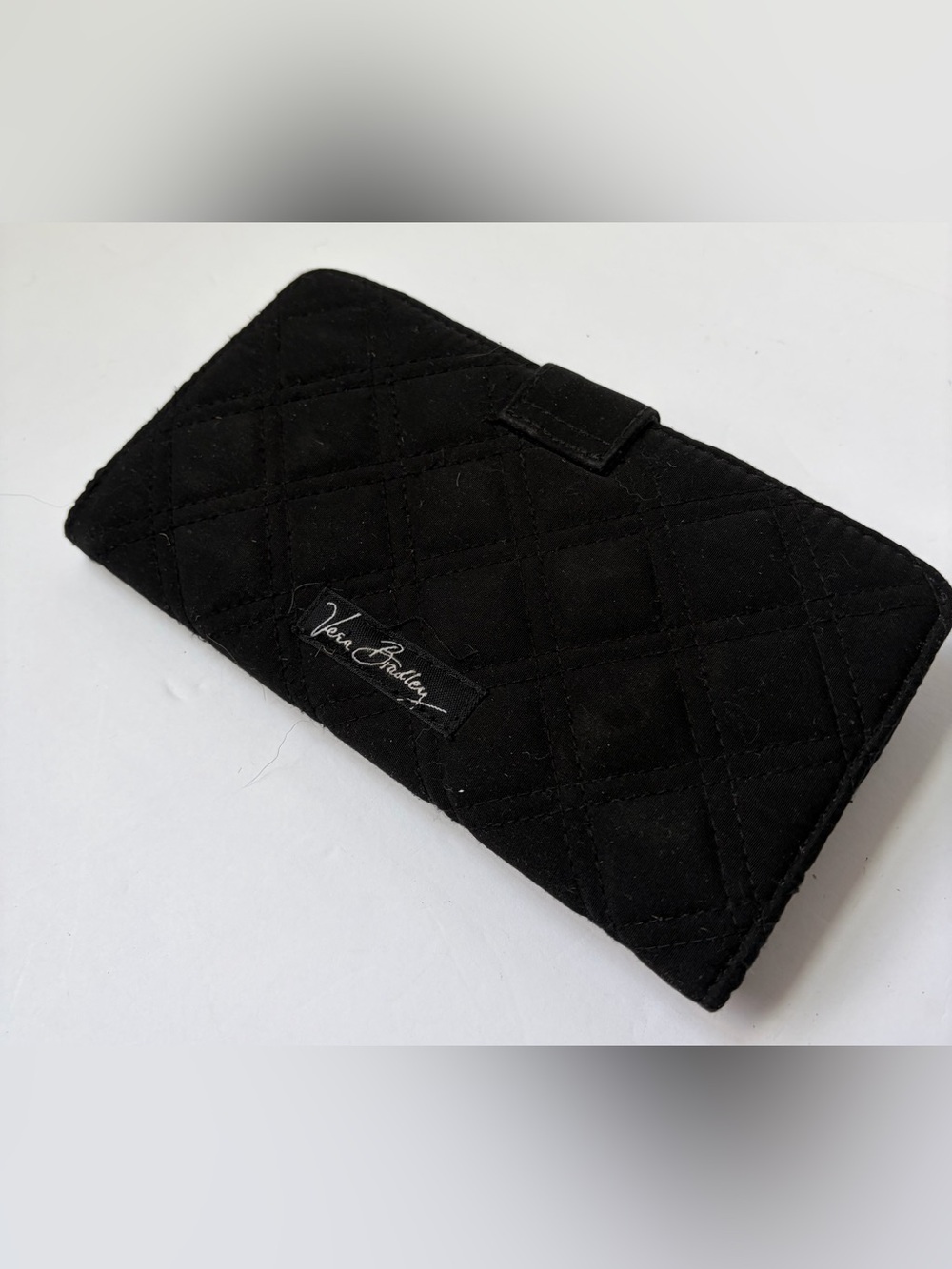 Vera Bradley Black Microfiber Quilted Checkbook Wallet/Organizer